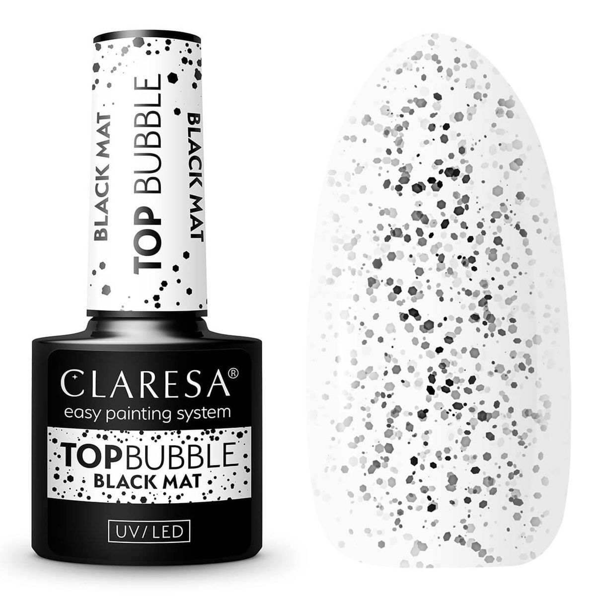 Claresa Claresa Top Coat Bubble Black Mat pas d'essuyage 5 ml