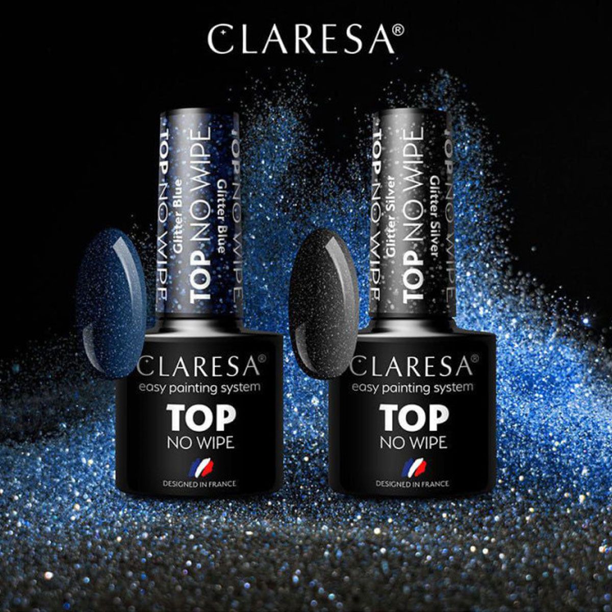 Claresa Claresa Top Coat Pas de glitter bleu 5ml