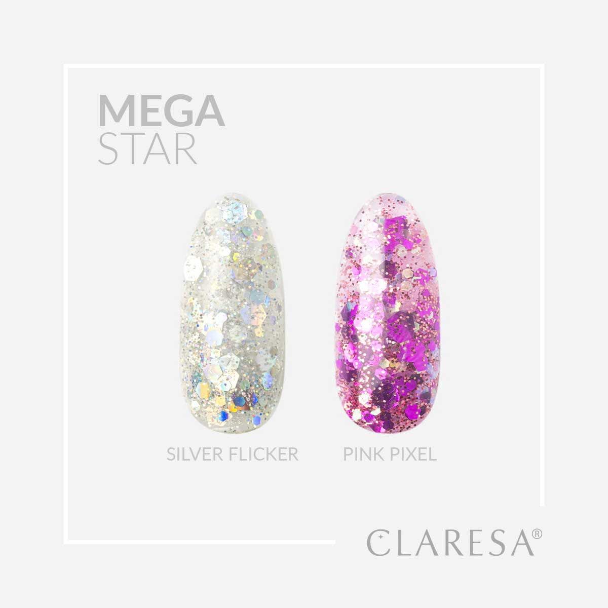 Claresa Claresa Megastar Silver Flicker UV LED Art Gel 10gr.