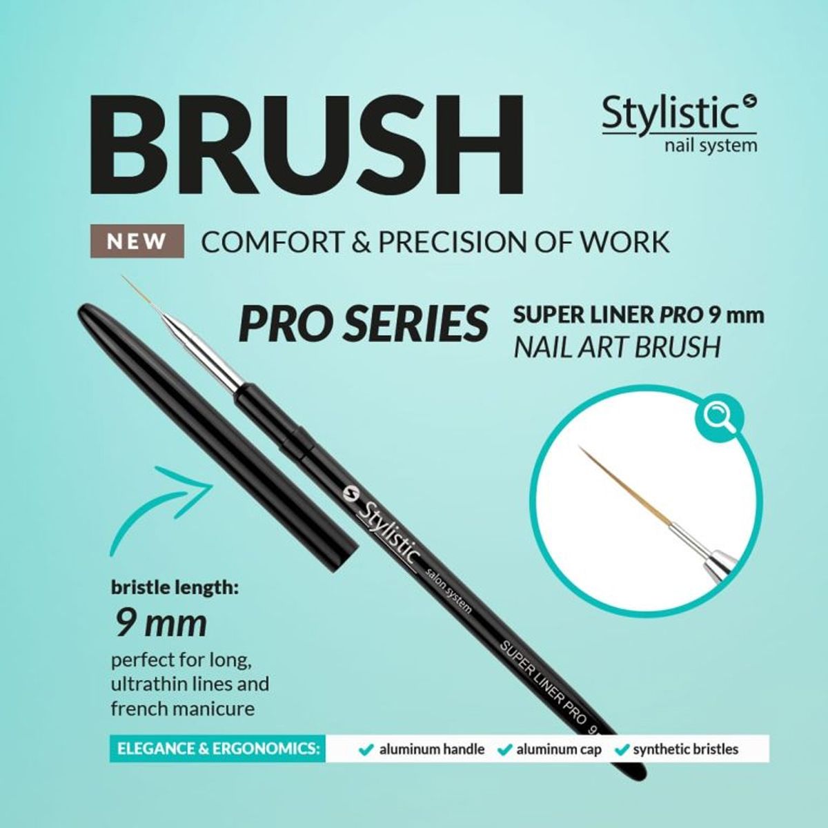 Brosse stylistique stylistique Super Doublure 9 mm