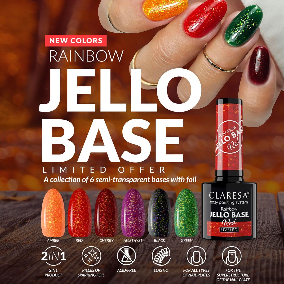 Claresa Claresa Rainbow Jello Base Matel Black 5ml