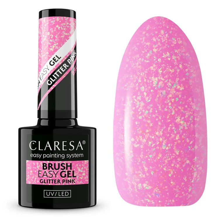 Claresa Brush Easy Gel Glitter rose 5 ml