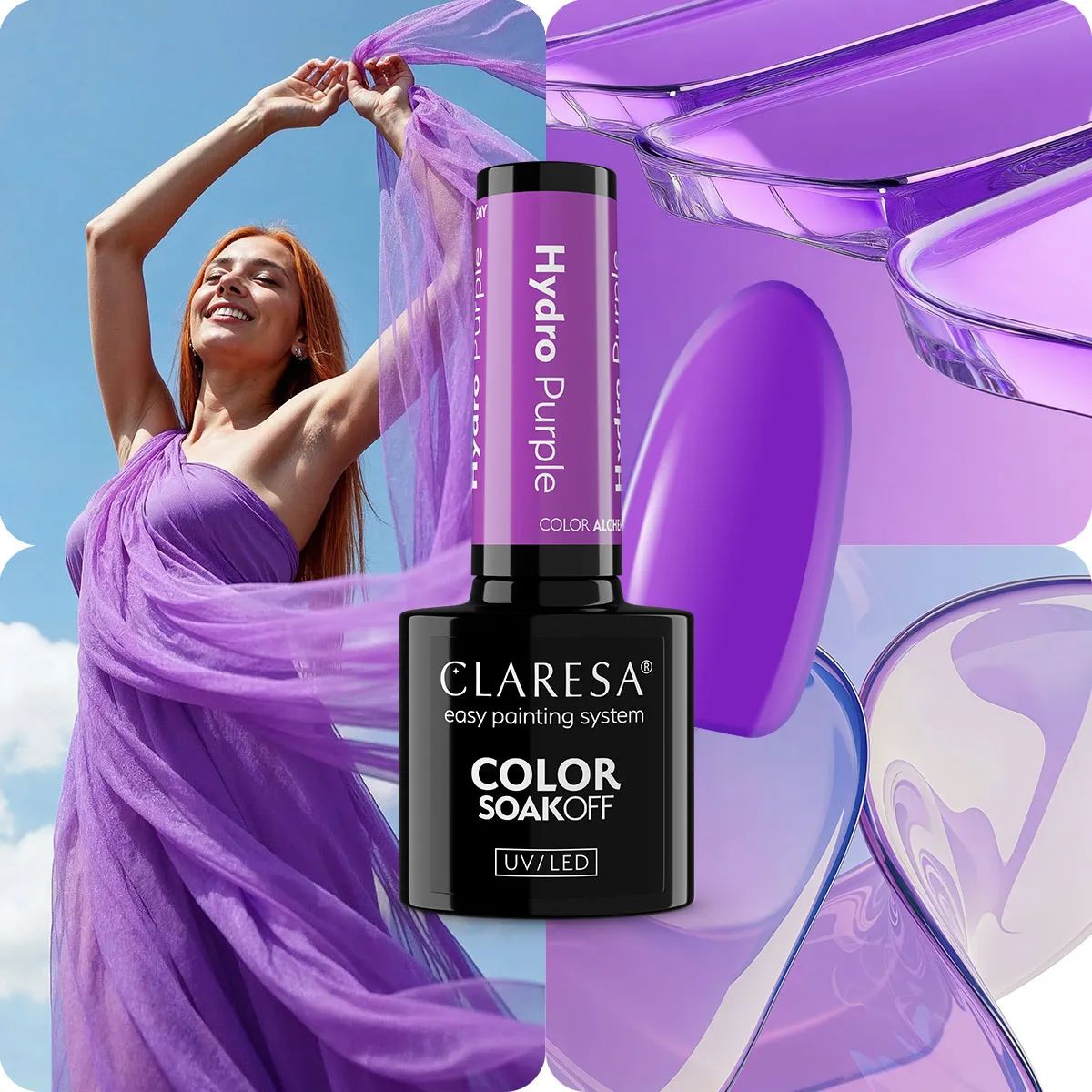Claresa vernis gel uv led 5ml alchimie de couleur - violet hydro