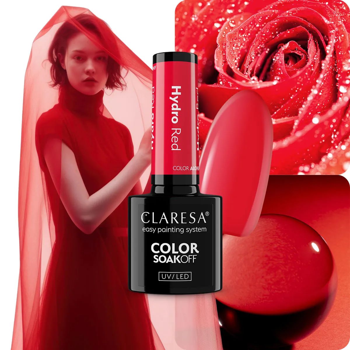 Claresa vernis gel uv led 5ml alchimie de couleur - rouge hydro