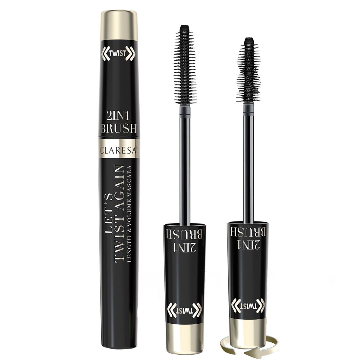Claresa Let's Twist Again Mascara Volume Longueur 2-en-1 Noir
