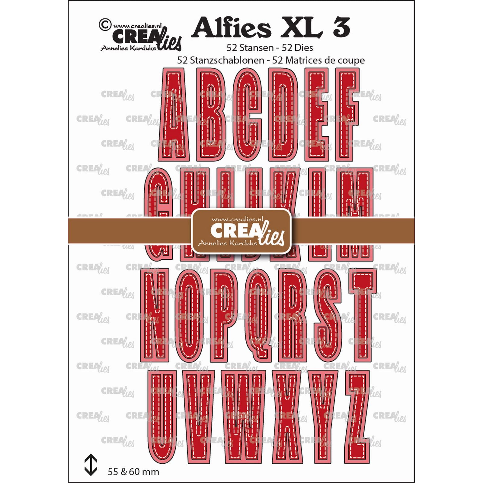 Crealies • Matrices de découpe alfies xl no. 3 lettres majuscules avec ombre