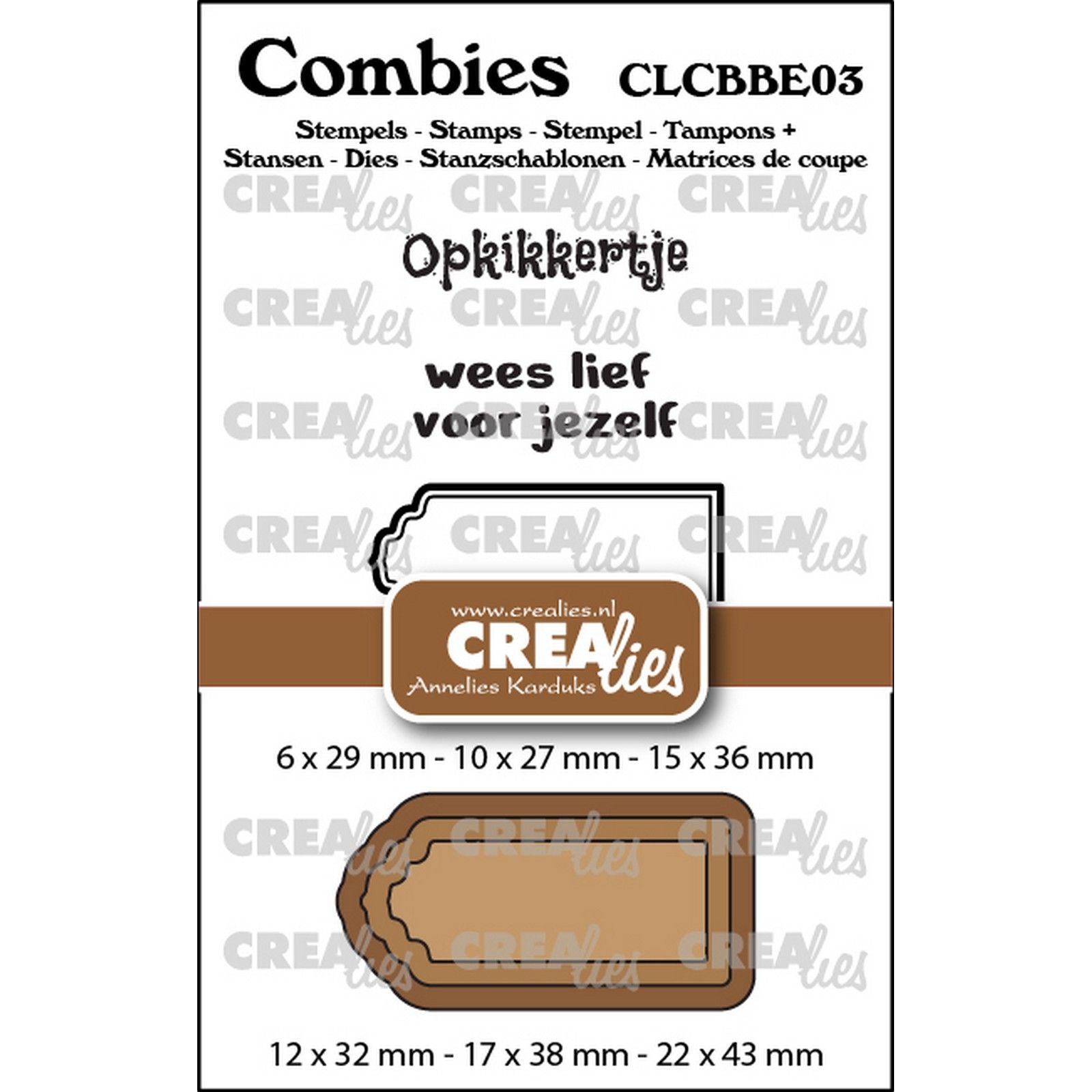 Crealies • set de tampons combies Get Well Soon 03 : 2 textes + 1 étiquette tag