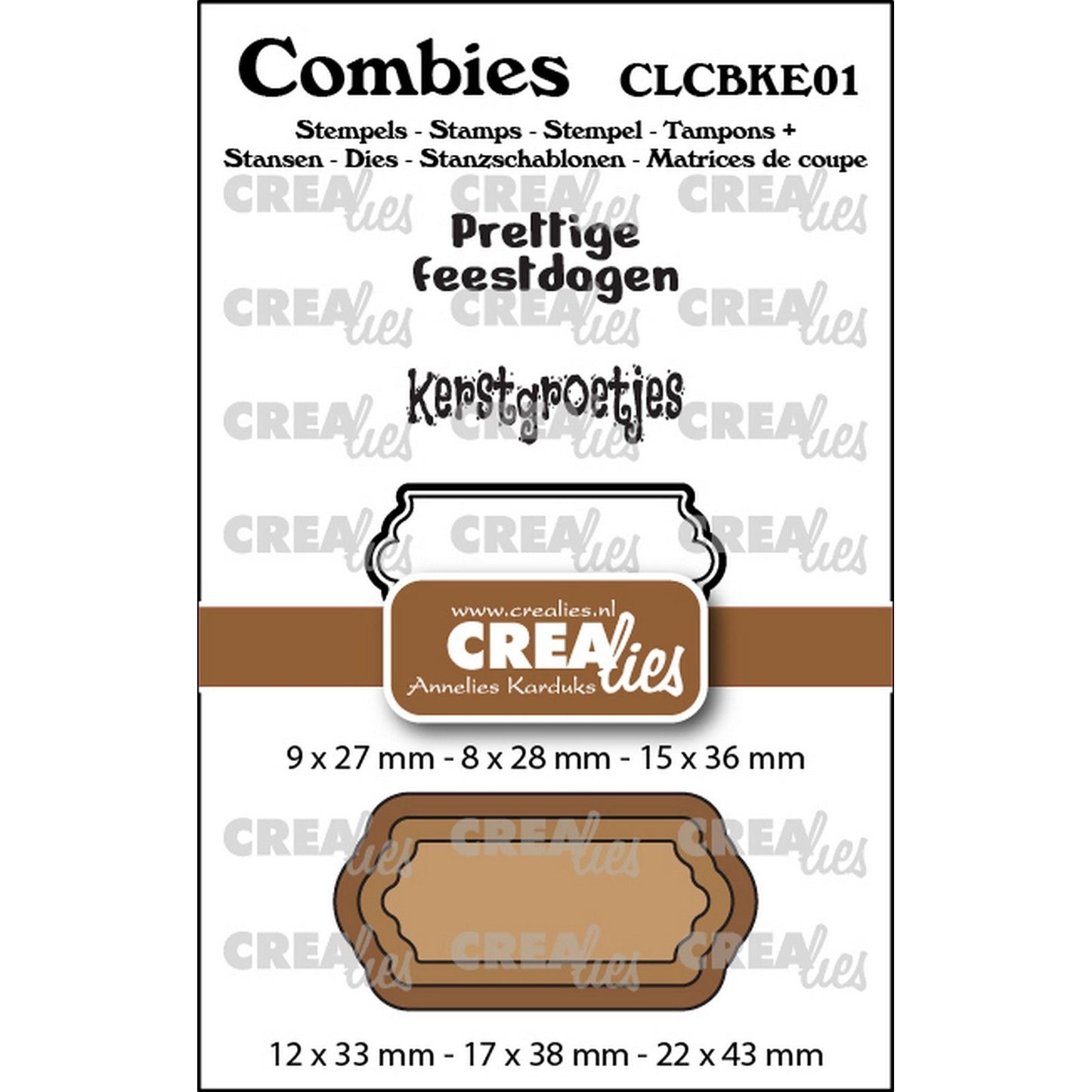 Crealies • combies set de tampons Noël 01 : 2 textes + 1 étiquette tag