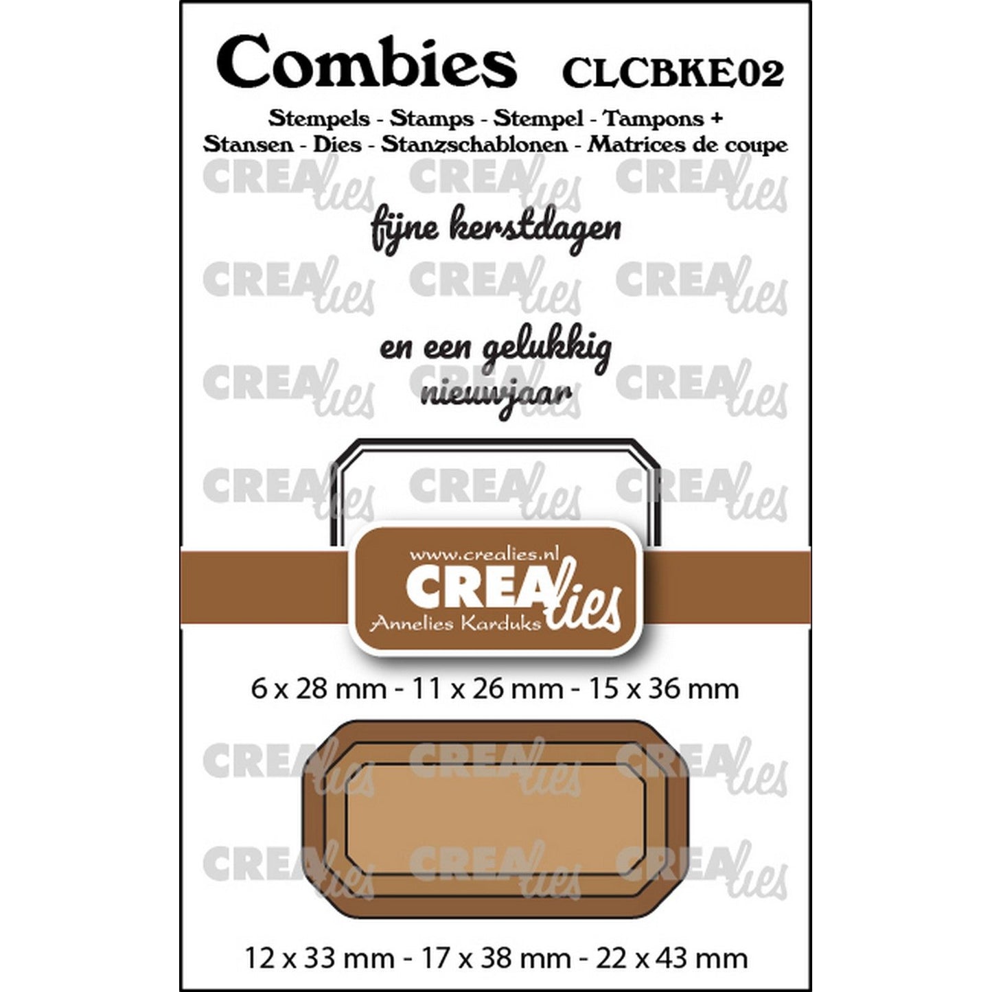 Crealies • combies set de tampons Noël 02 : 2 textes + 1 étiquette tag