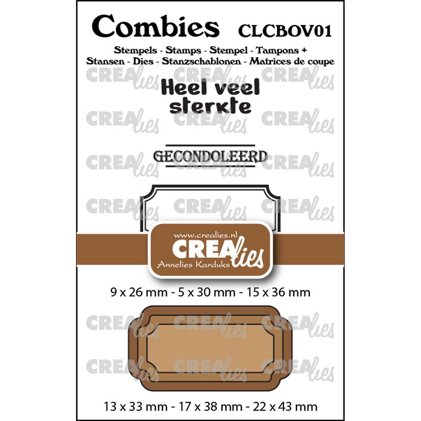 Crealies • combies set de tampons mort 01 : 2 textes + 1 étiquette tag