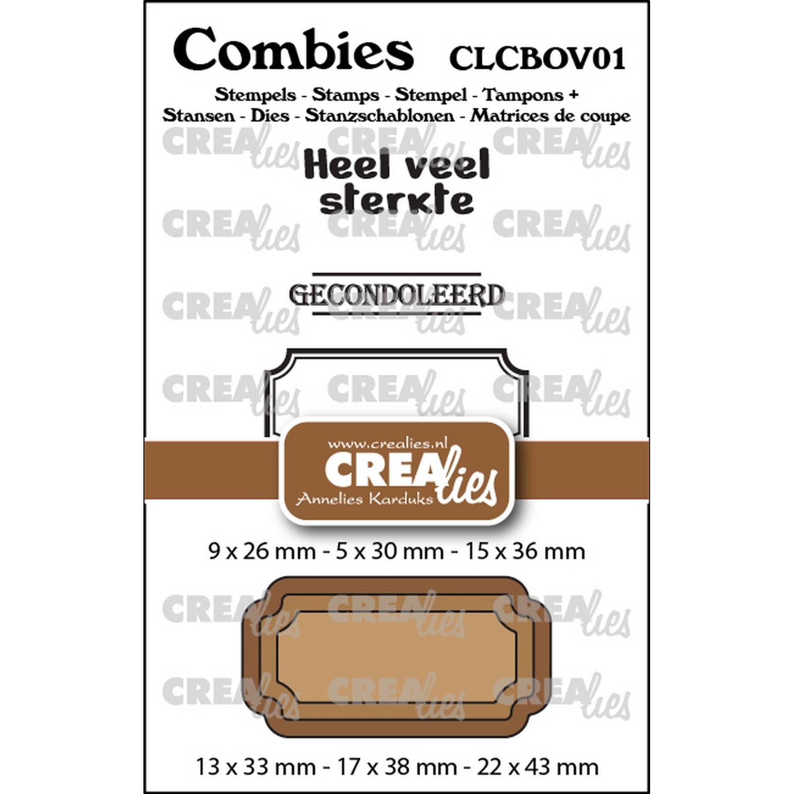 Crealies • combies set de tampons mort 01 : 2 textes + 1 étiquette tag