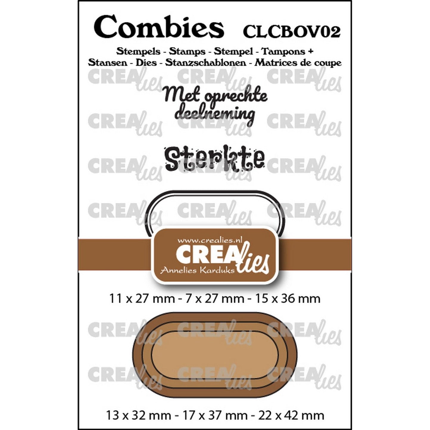 Crealies • combies set de tampons mort 02 : 2 textes + 1 étiquette tag