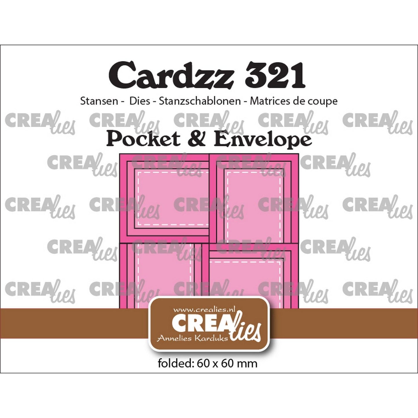 Crealies • enveloppe de poche cardzz à 4 rabats rectangulaires 6 x 6 cm