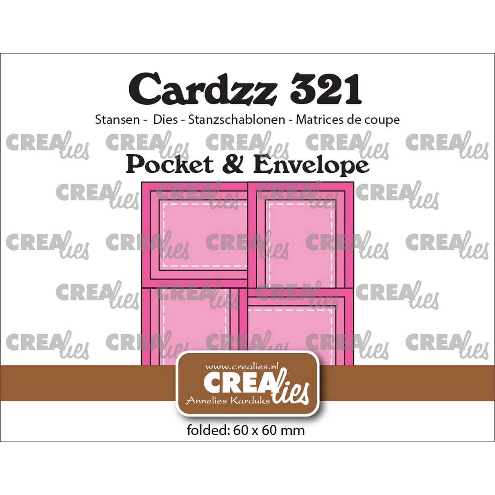 Crealies • enveloppe de poche cardzz à 4 rabats rectangulaires 6 x 6 cm