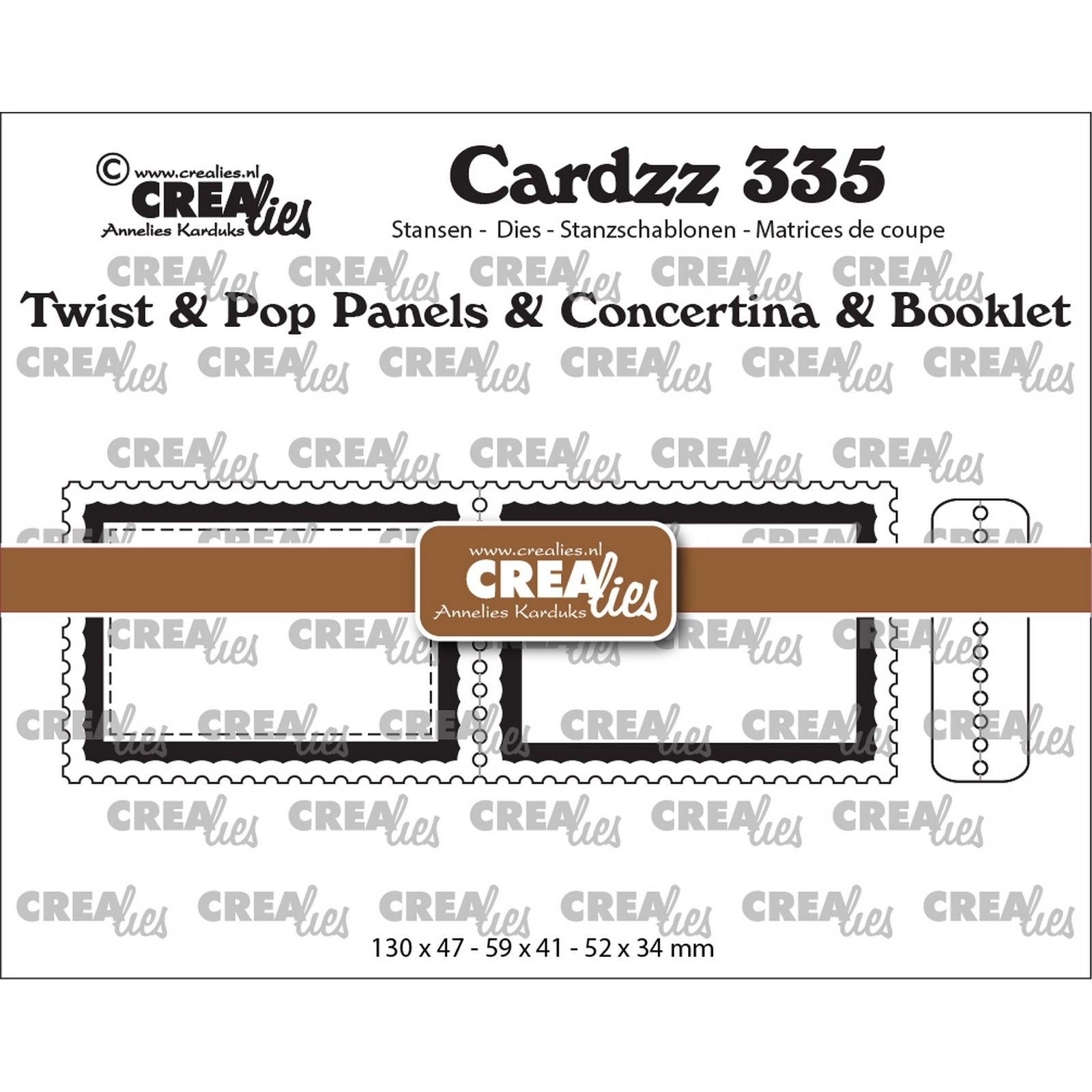 Crealies • panneaux cardzz twist pop a7, mini tampon de livre leporello