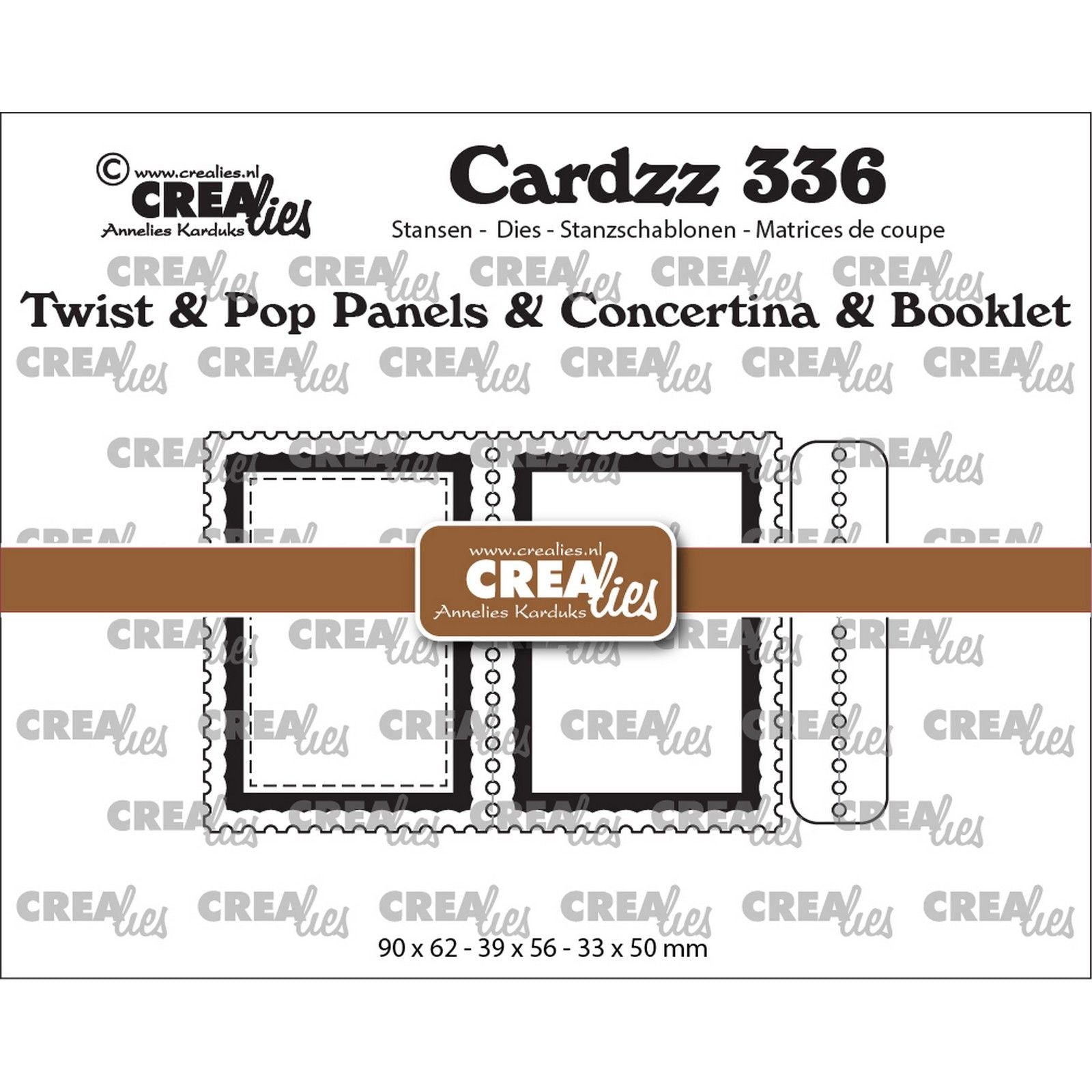 Crealies • panneaux cardzz twist pop b7, mini tampon de livre leporello