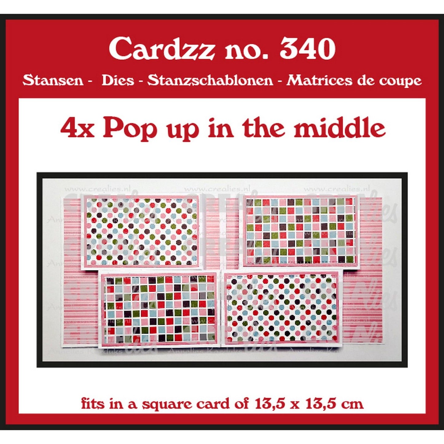 Crealies • matrice de découpe cardzz 4x pop-up au milieu