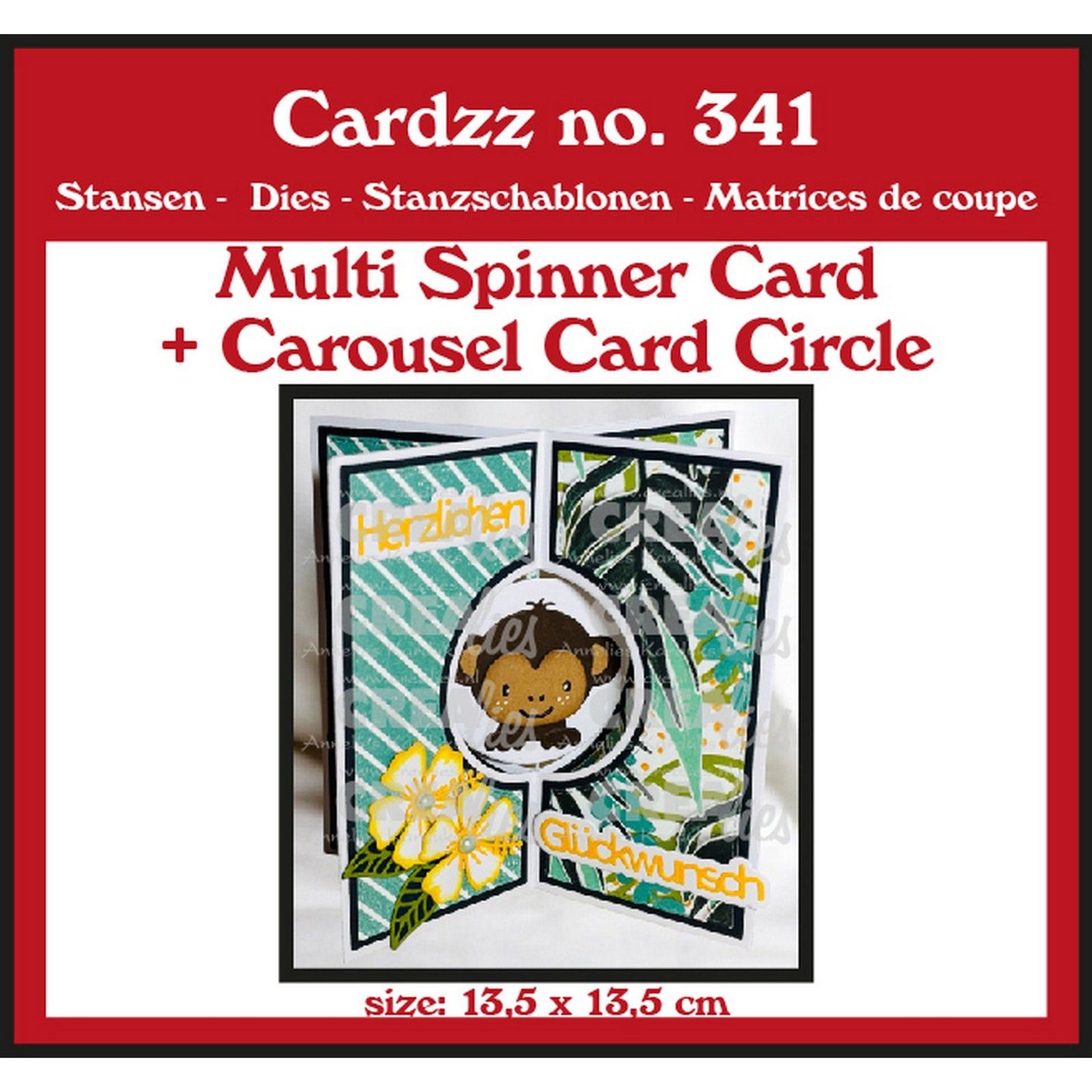 Crealies • gabarit de découpe carte multitournante + carte carrousel cercle