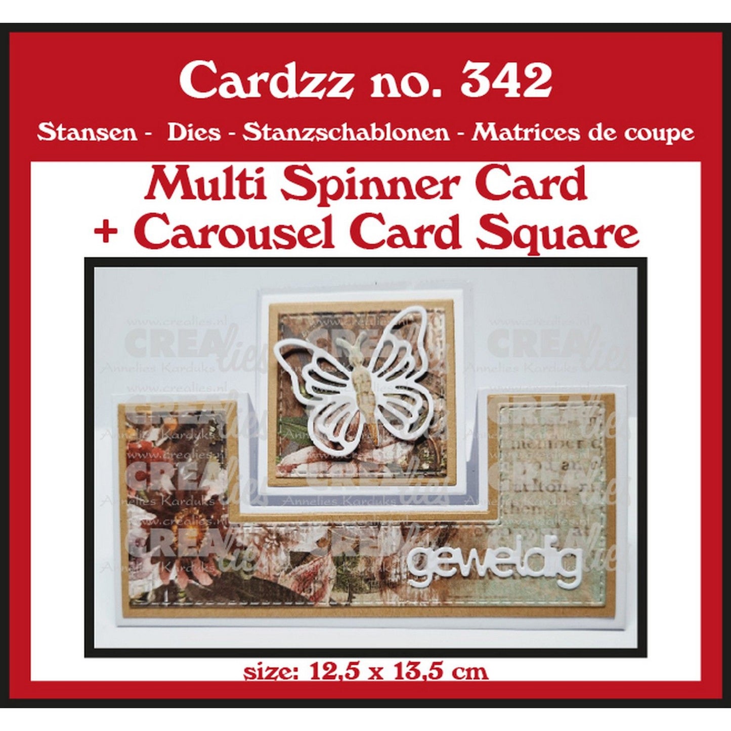 Crealies • gabarit de découpe carte multitournante + carte carrousel carré