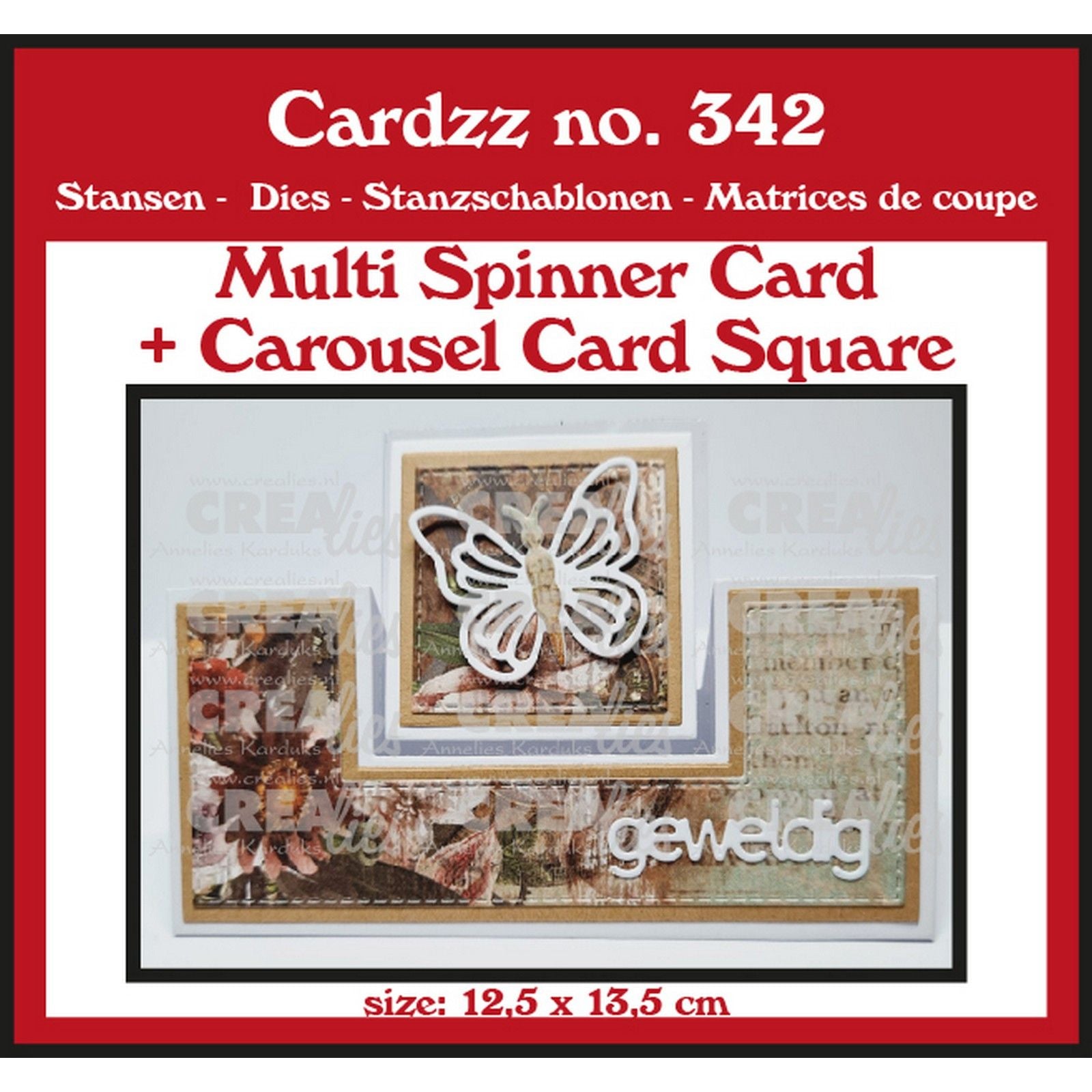 Crealies • gabarit de découpe carte multitournante + carte carrousel carré