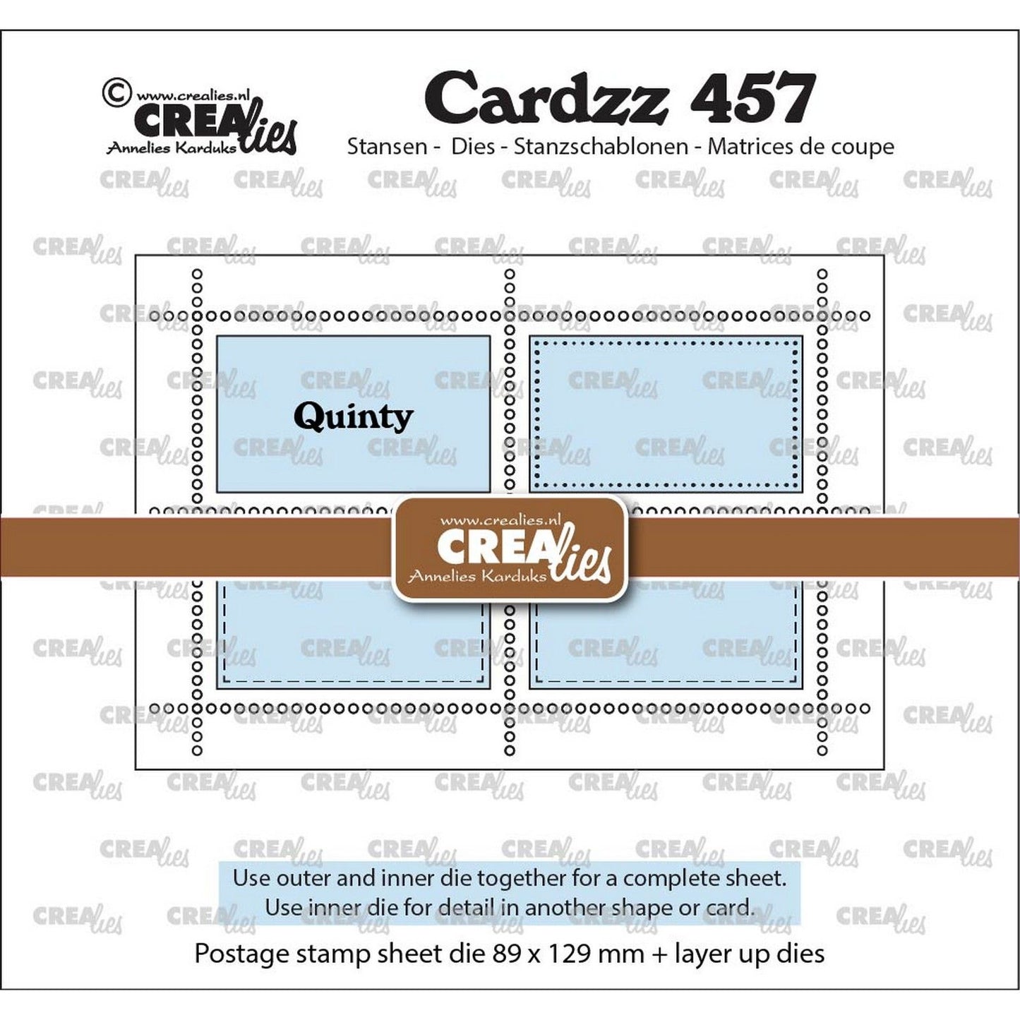 Crealies • feuille de timbres rectangulaire quinty avec 4 rectangles