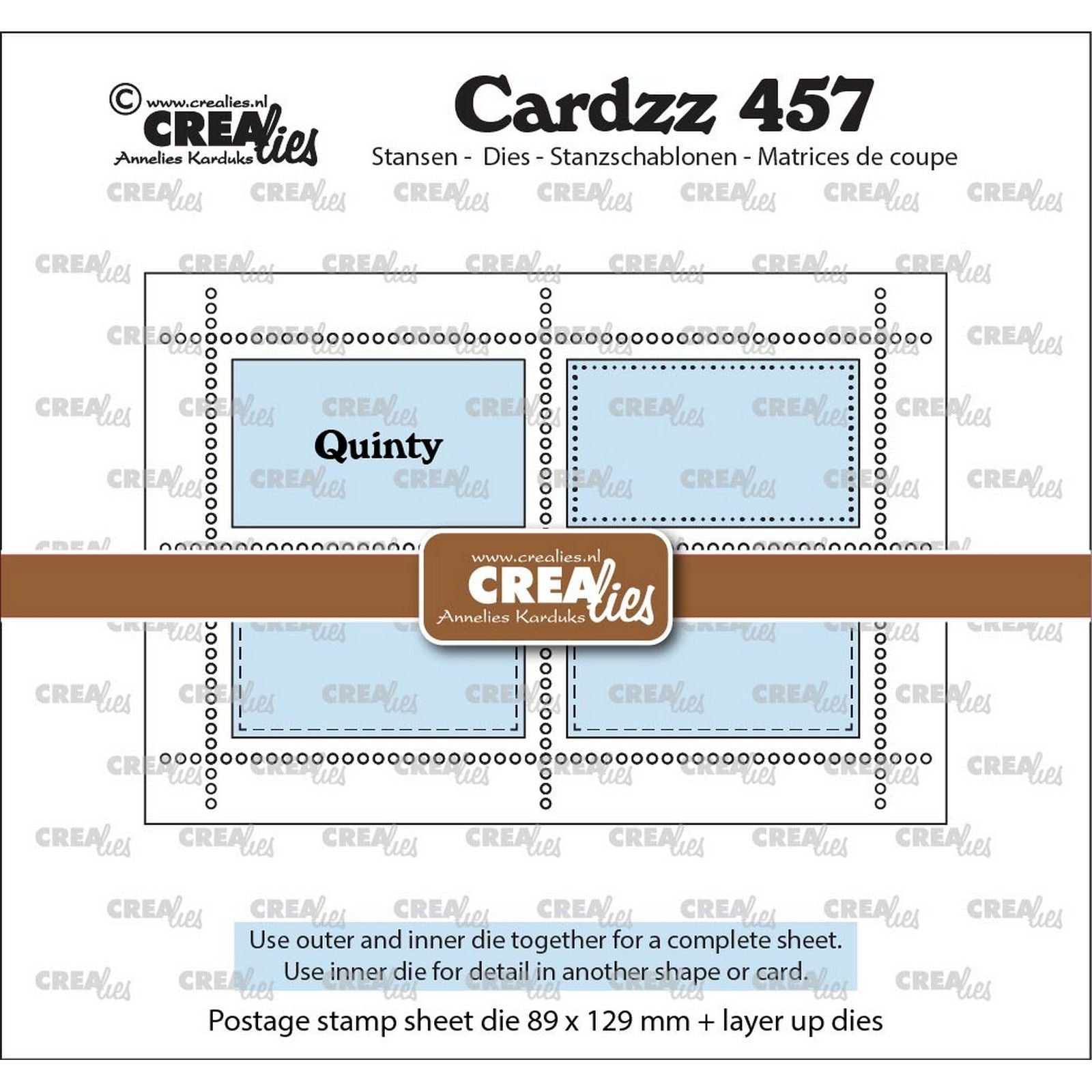 Crealies • feuille de timbres rectangulaire quinty avec 4 rectangles