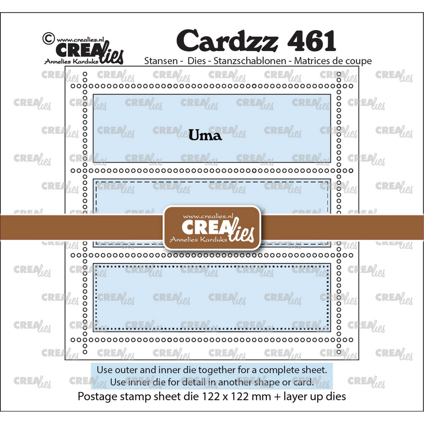 Crealies • cardzz punch feuille de timbres carrés uma avec 3 rectangles