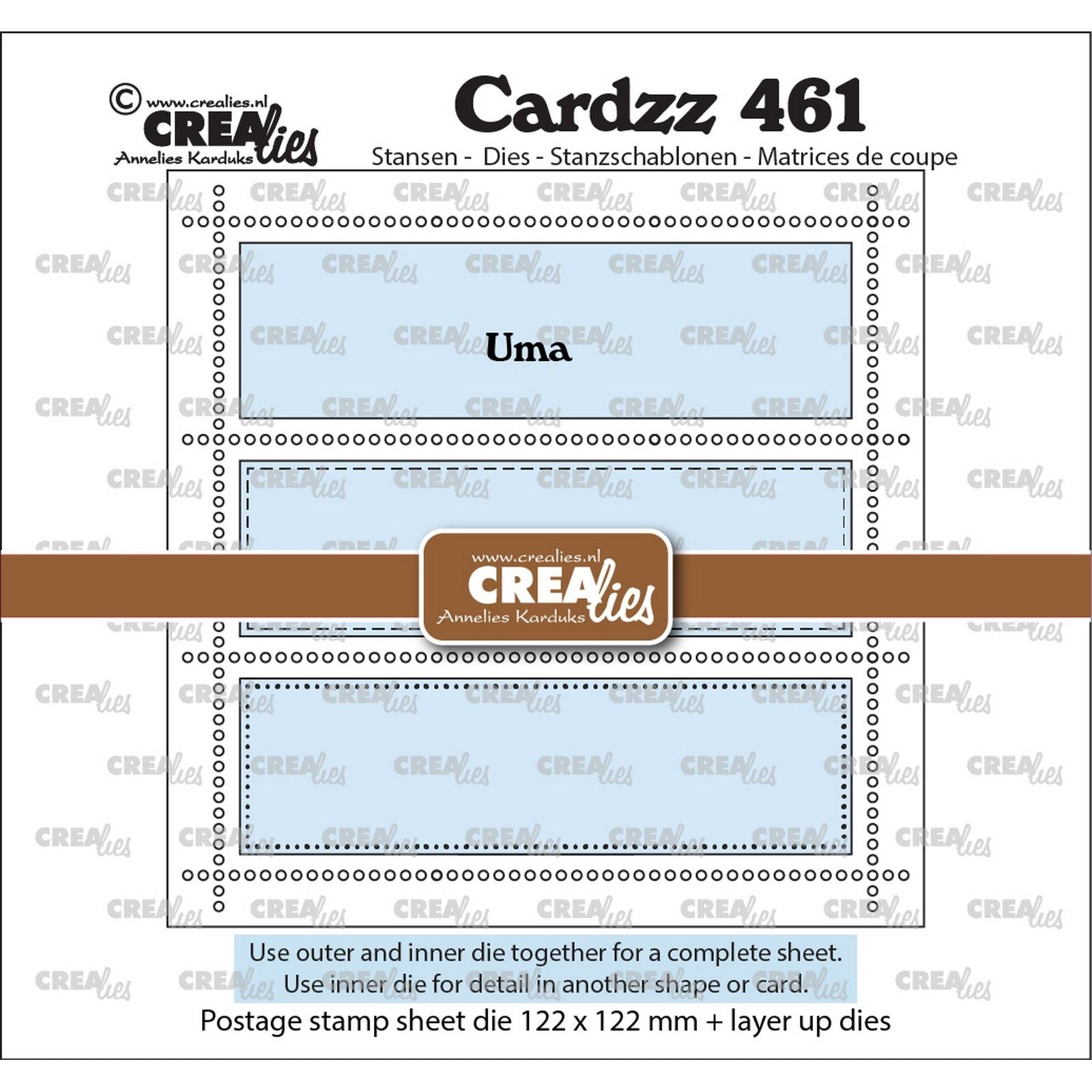 Crealies • cardzz punch feuille de timbres carrés uma avec 3 rectangles