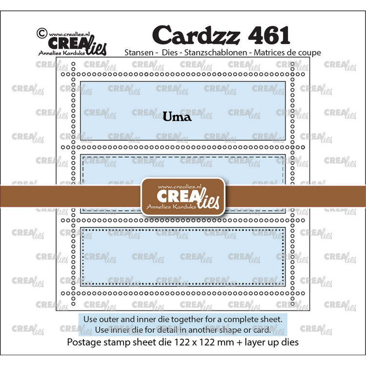 Crealies • cardzz punch feuille de timbres carrés uma avec 3 rectangles