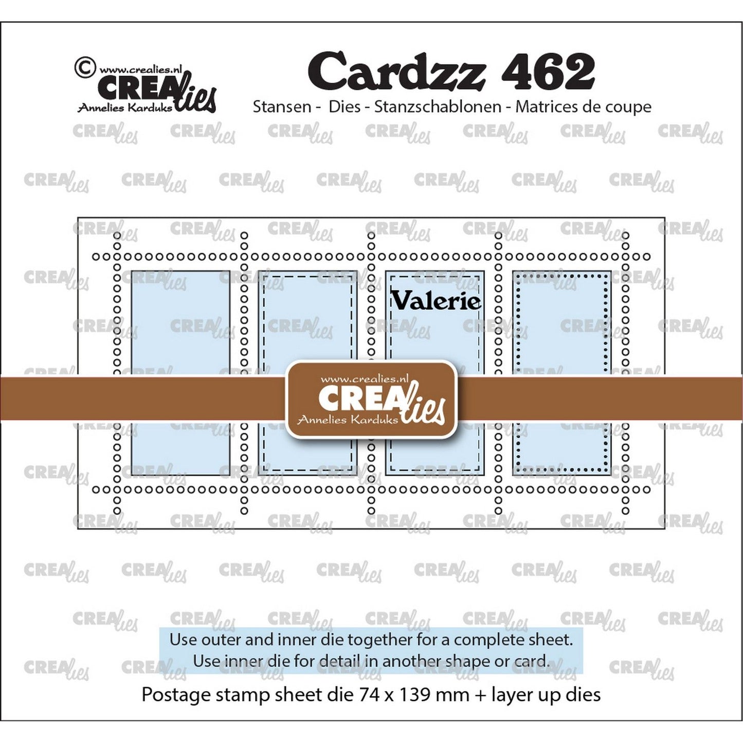Crealies • cardzz die mini feuille de tampons slimline valérie avec 4 rectangles verticaux