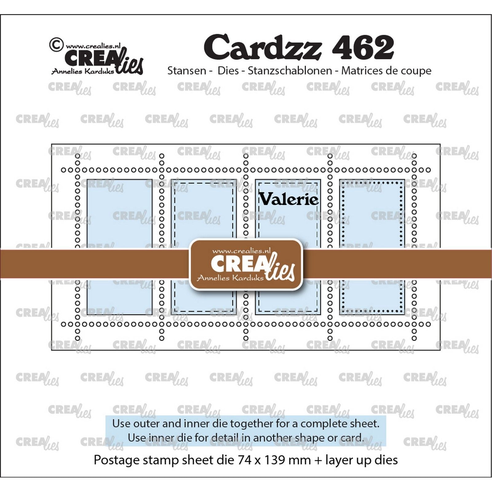Crealies • cardzz die mini feuille de tampons slimline valérie avec 4 rectangles verticaux
