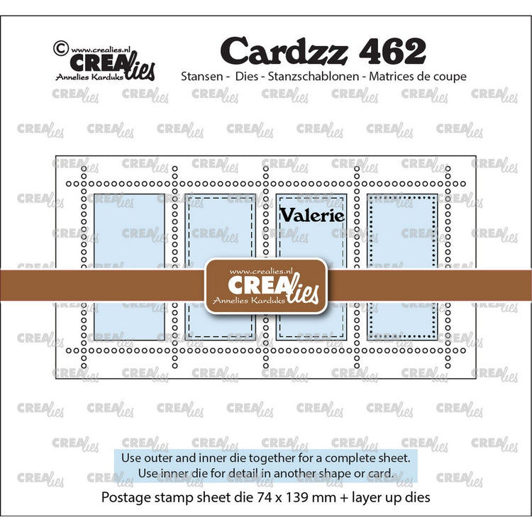 Crealies • cardzz die mini feuille de tampons slimline valérie avec 4 rectangles verticaux