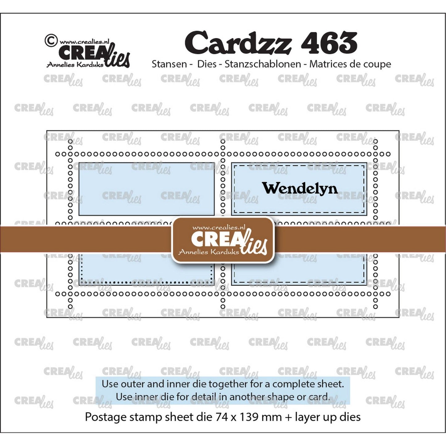 Crealies • cardzz die mini feuille de tampons slimline wendelyn avec 4 rectangles horizontaux