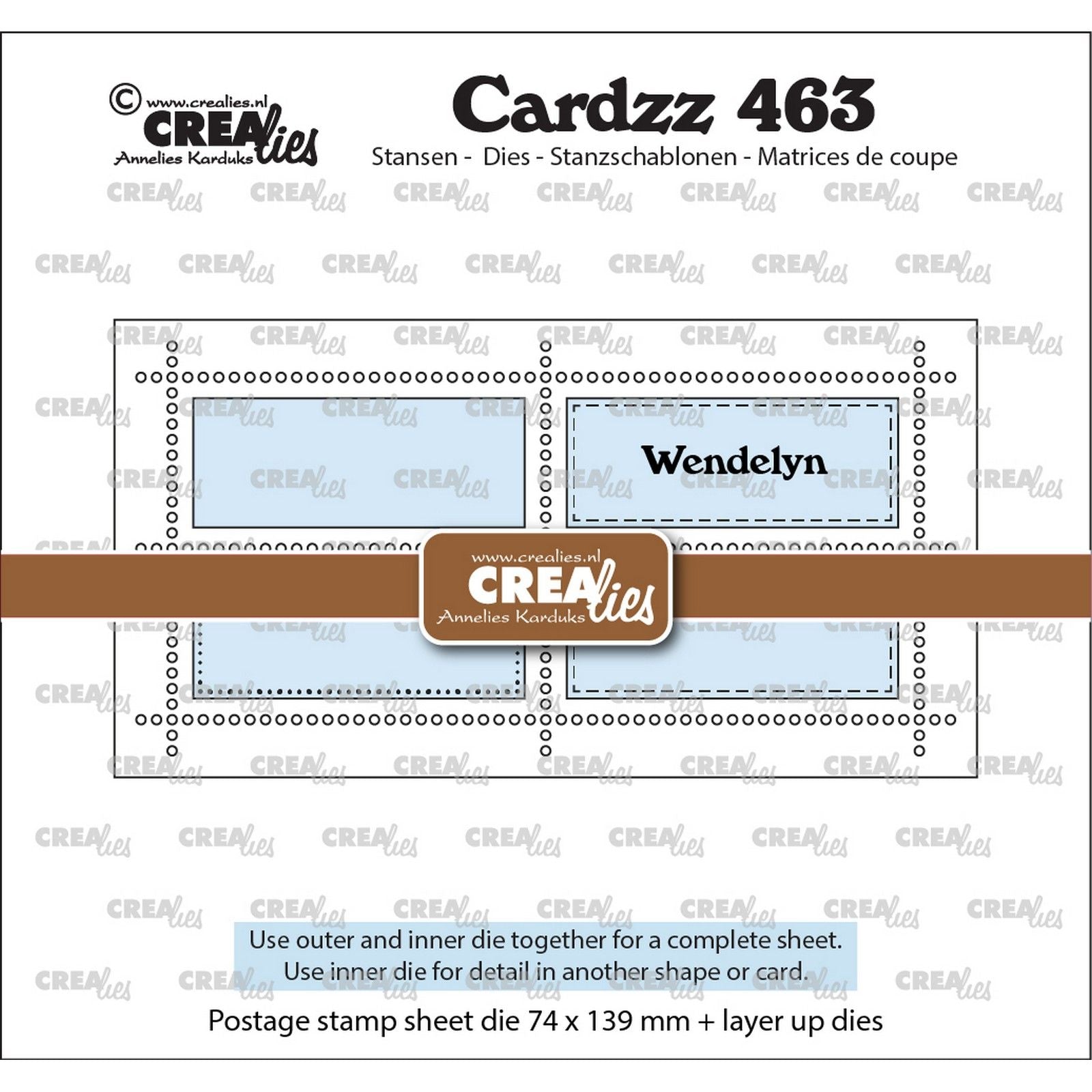 Crealies • cardzz die mini feuille de tampons slimline wendelyn avec 4 rectangles horizontaux