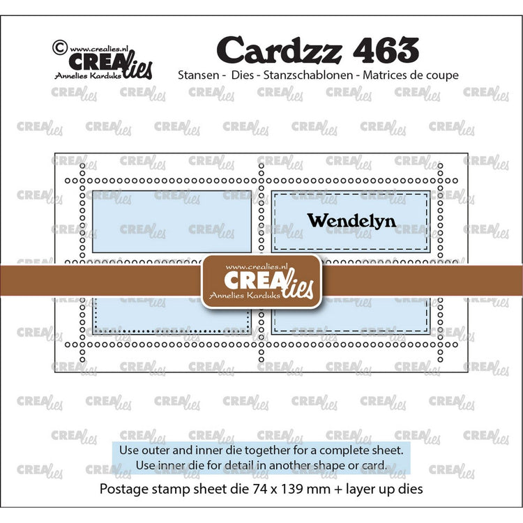 Crealies • cardzz die mini feuille de tampons slimline wendelyn avec 4 rectangles horizontaux