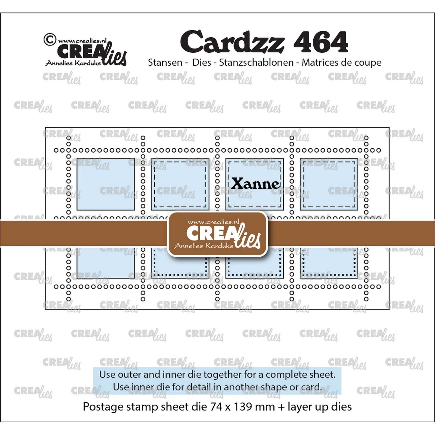 Crealies • cardzz die mini feuille de tampons slimline xanne avec 8 rectangles