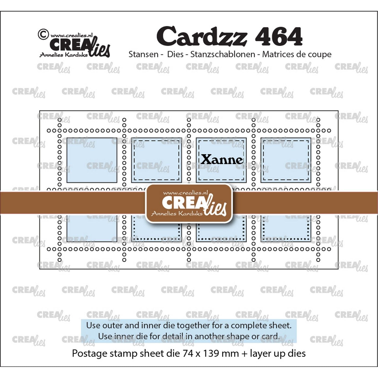 Crealies • cardzz die mini feuille de tampons slimline xanne avec 8 rectangles