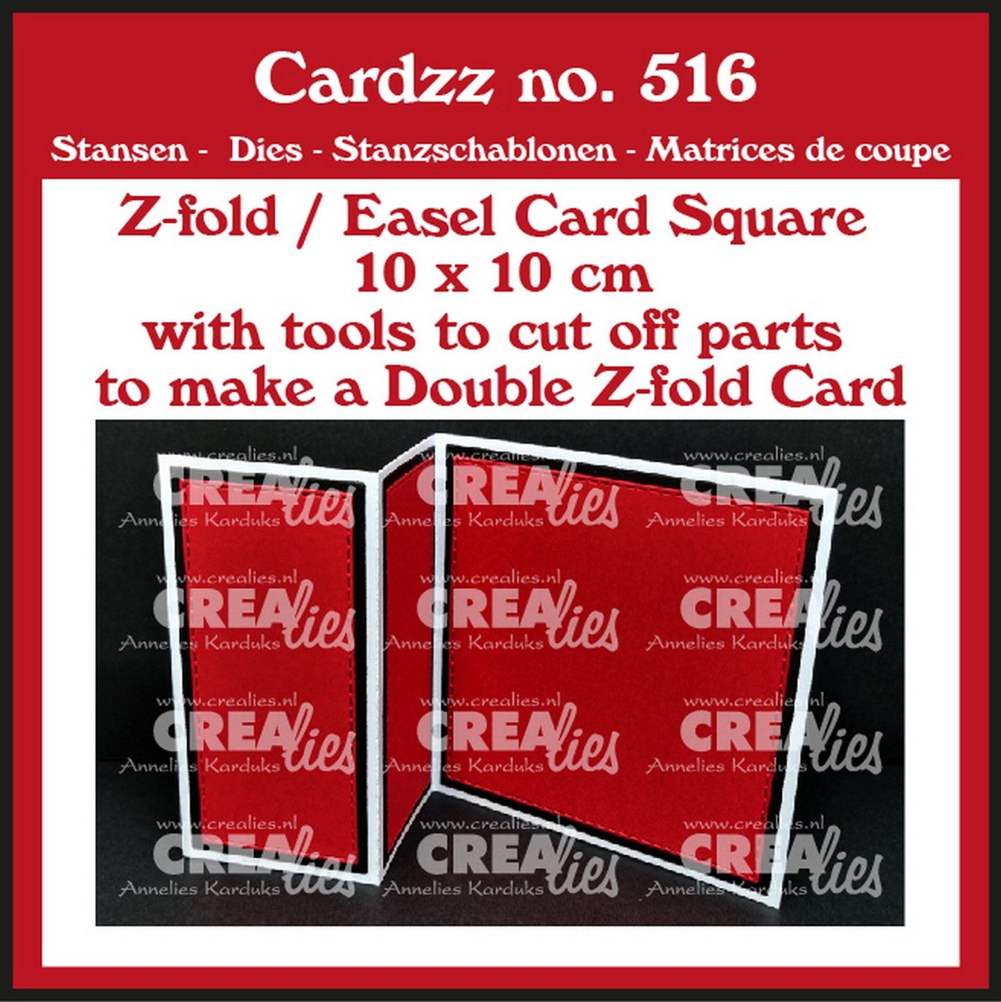Crealies • cardzz (double) carte chevalet pliable en Z 10 x 10 cm