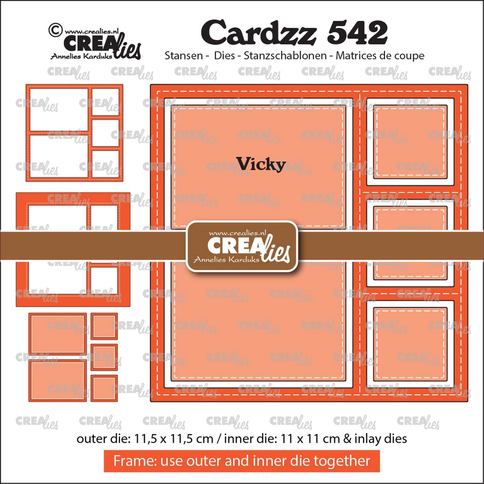 Crealies • incrustations de cadre cardzz vicky (3 carrés et 2 rectangles)