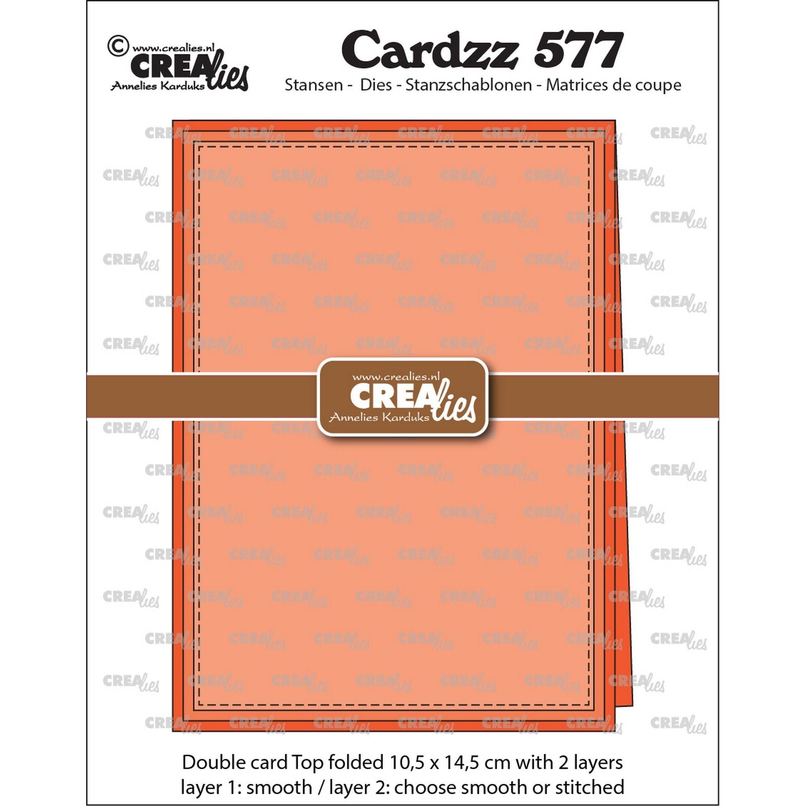 Crealies • carte double cardzz 10,5 x 14,5 cm (pliée en haut)