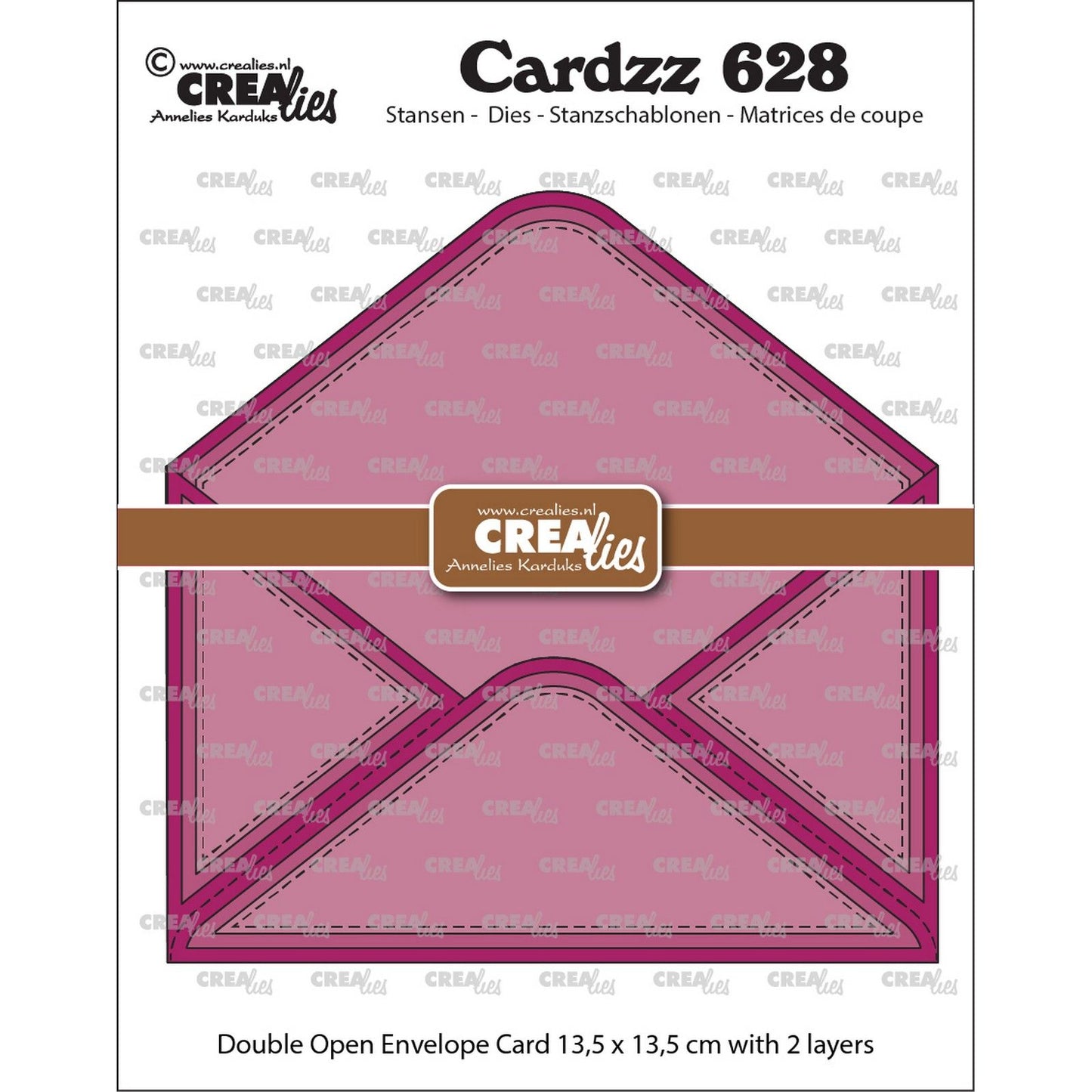 Crealies • enveloppe ouverte à double carte découpée cardzz