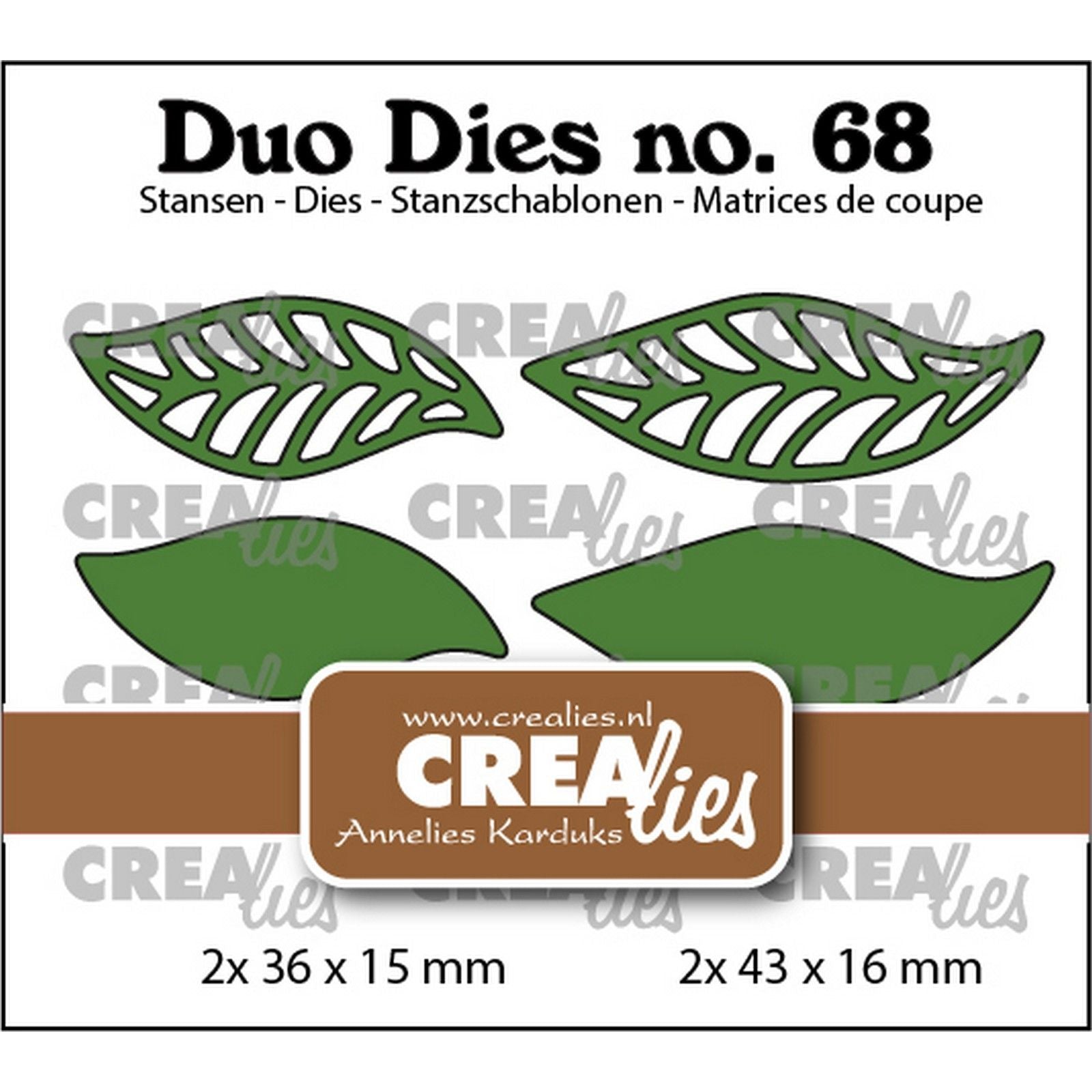 Crealies • duo matrices n°19 feuilles ouvertes fermées 4 pièces