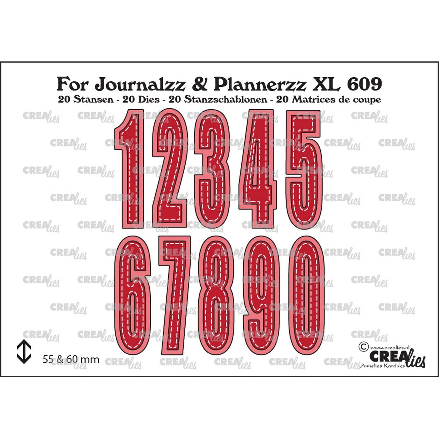 Crealies • matrices de découpe pour journalzz planificateurzz numéros xl avec ombre no. 3