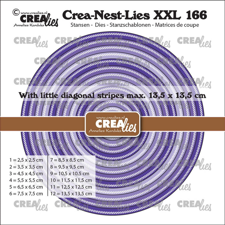 Crealies • crea-nest-lies xxl matrices de découpe cercles avec petites lignes diagonales