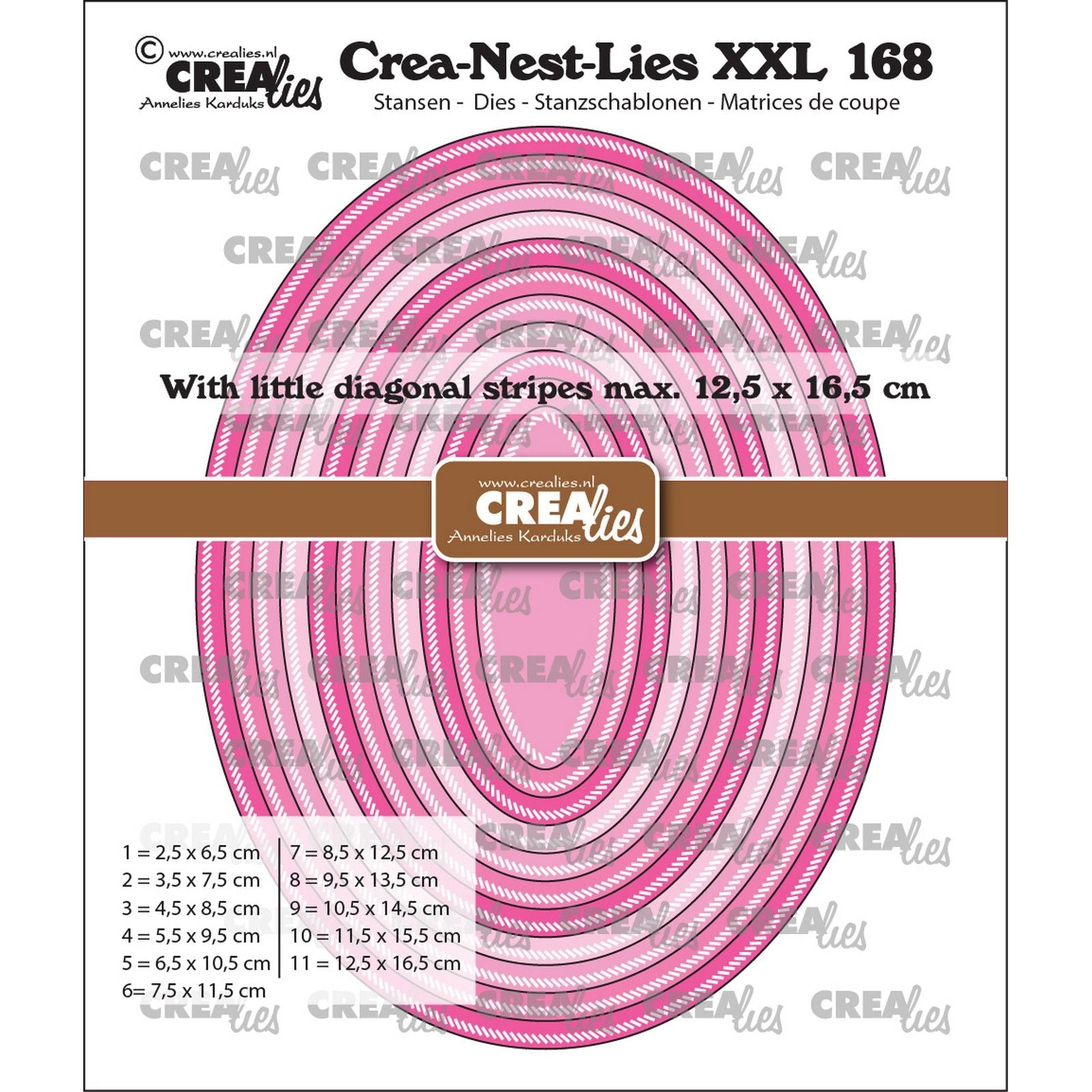 Crealies • crea-nest-lies xxl moules de découpe ovales petites rayures diagonales