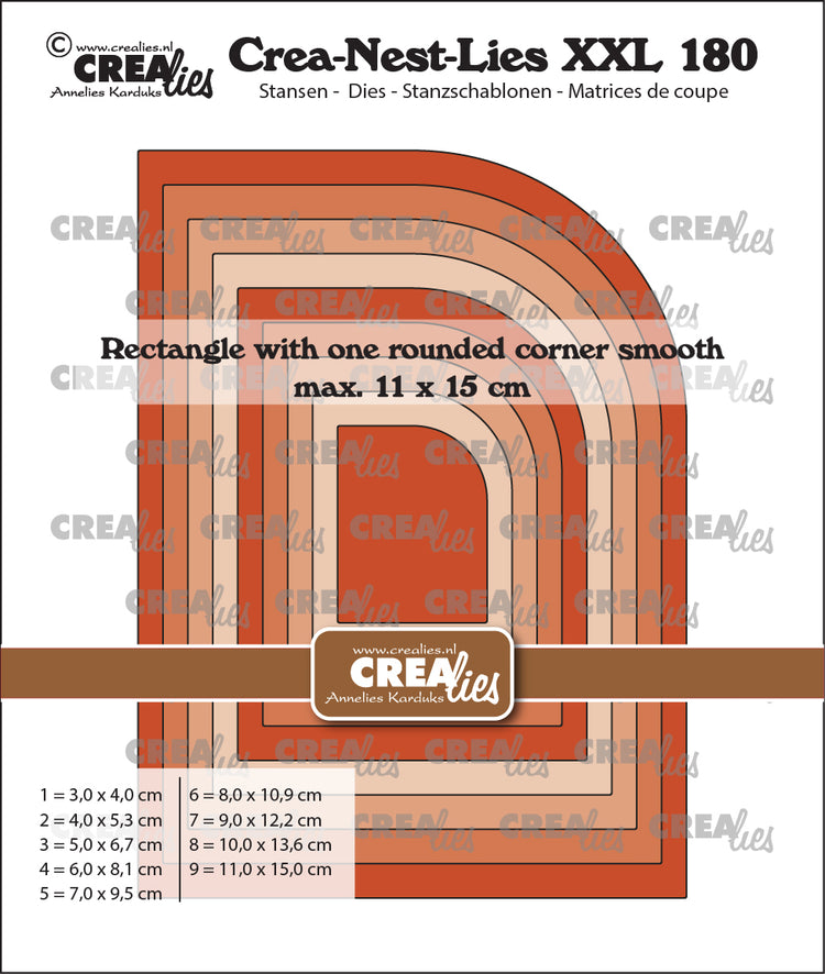 Crealies • rectangle de perforation crea-nest-lies xxl avec un coin arrondi et lisse