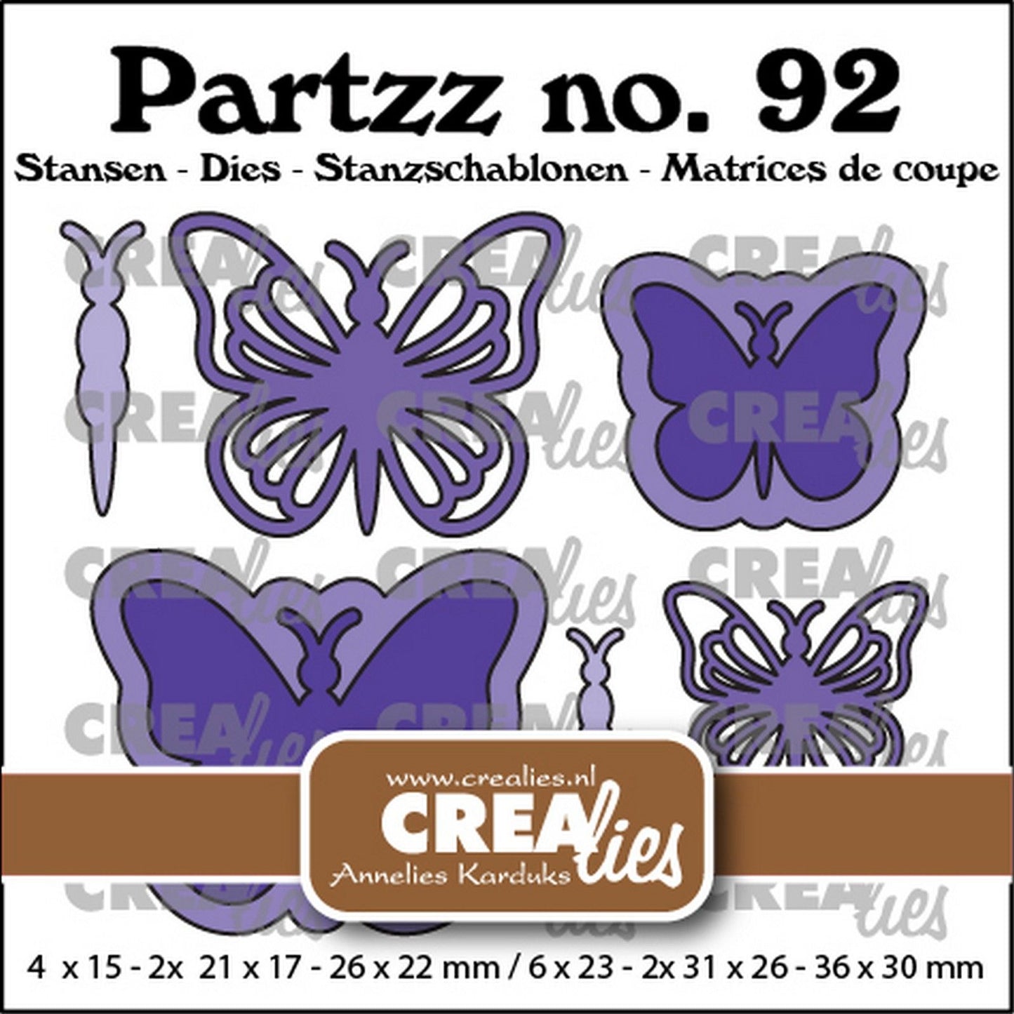 Crealies • Matrice de découpe papillon, moyen et petit