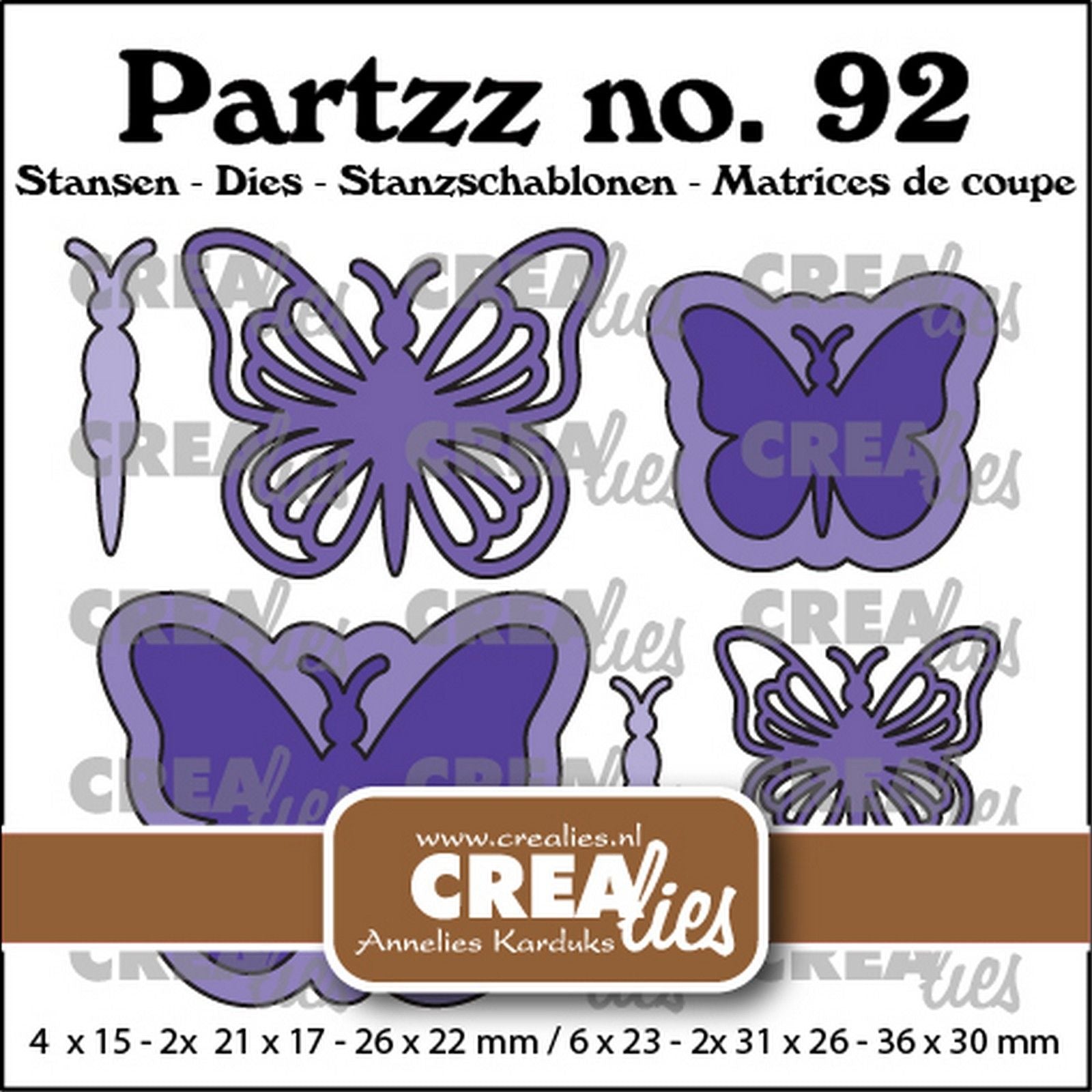 Crealies • Matrice de découpe papillon, moyen et petit