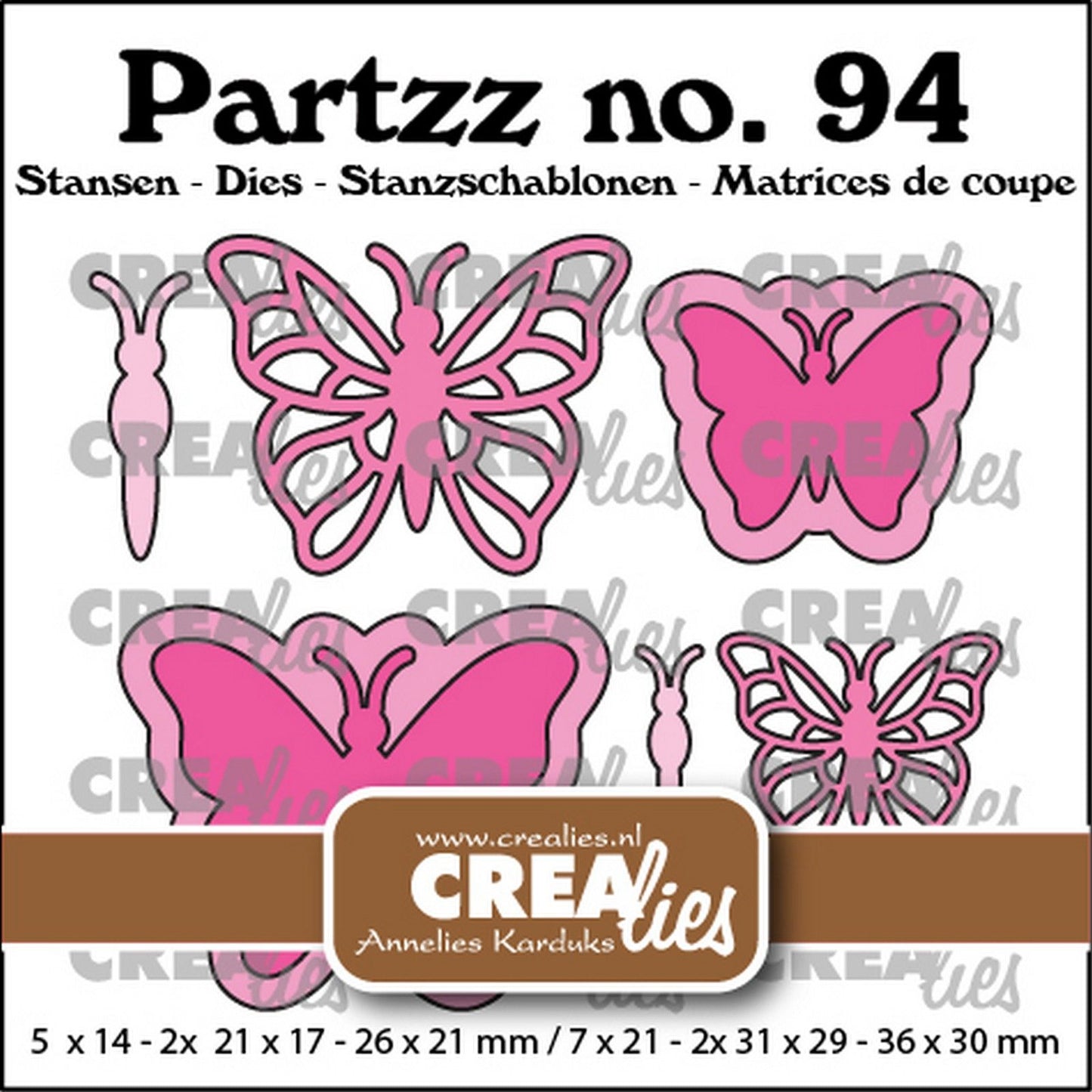 Crealies • matrice de découpe papillon b moyen et petit