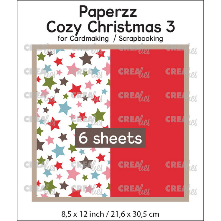 Crealies • paperzz 6x drap de Noël douillet 3 : étoiles + rouge